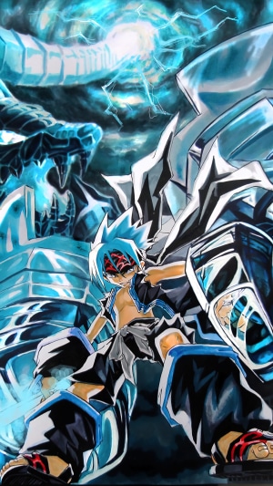 Horohoro from Shaman King with a large ice spirit