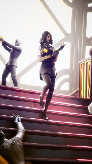 Fortnite characters on a staircase