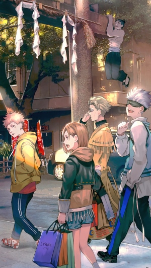 Jujutsu Kaisen Characters Walking at Night
