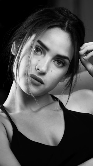 Adria Arjona monochrome portrait