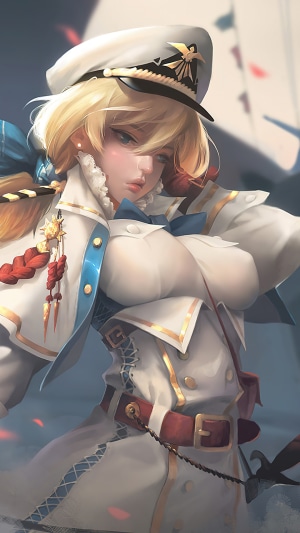 Anime girl in naval captain uniform