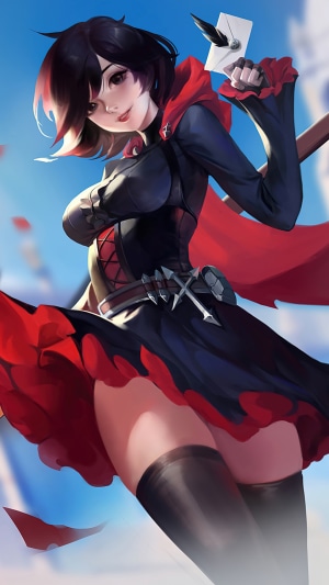 Ruby Rose from RWBY holding a letter