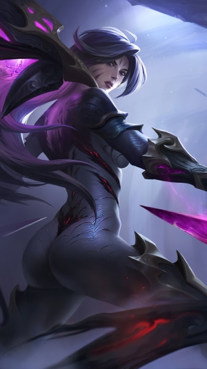Kai'Sa from League of Legends in a Dark Suit