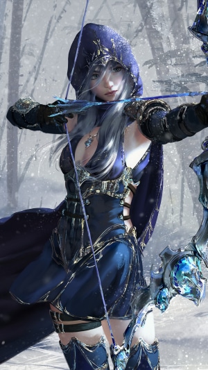 Ashe from League of Legends in winter setting