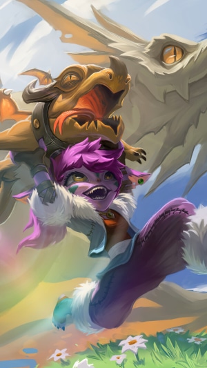 Tristana and a dragon from League of Legends