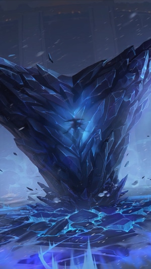 An ice monster erupts from frozen ground in Legends of Runeterra
