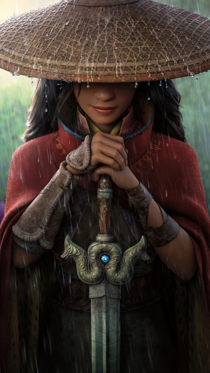 Raya from Raya and the Last Dragon holding a sword