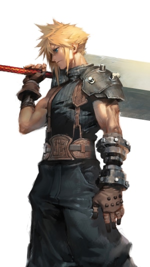 Cloud Strife from Final Fantasy VII holding a large sword