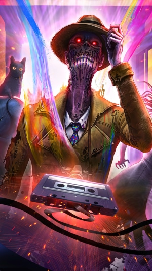 Character from In Sound Mind with a cassette tape