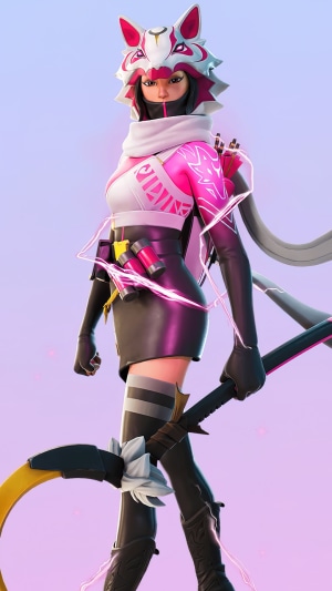 Fortnite Character with Fox Mask and Scythe