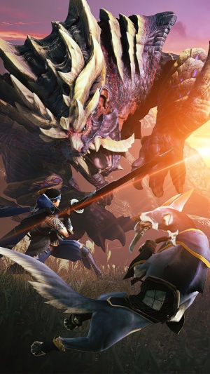 Monster Hunter Rise: Hunter and Magnamalo battle
