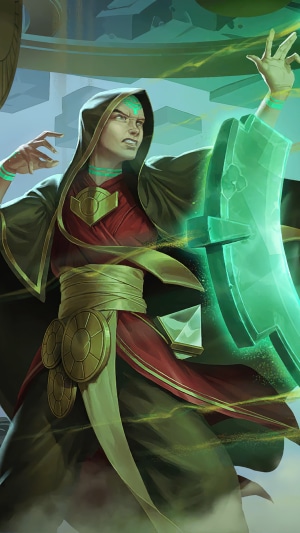 A mage from Legends of Runeterra casting a spell