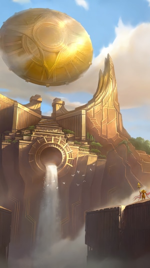 Golden City with Waterfall and Orb in Legends of Runeterra