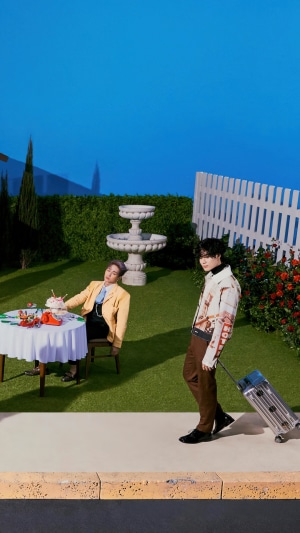 Taemin and Minho from Shinee in a garden