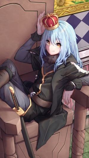 Rimuru Tempest from Tensei Shitara Slime Datta Ken wearing a crown