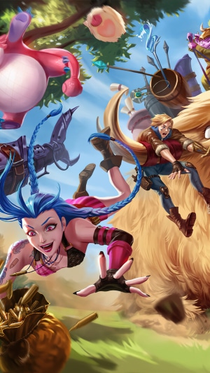 League of Legends characters Jinx and Ezreal in action