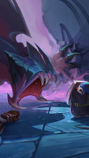 Rek'Sai from League of Legends facing a penguin character