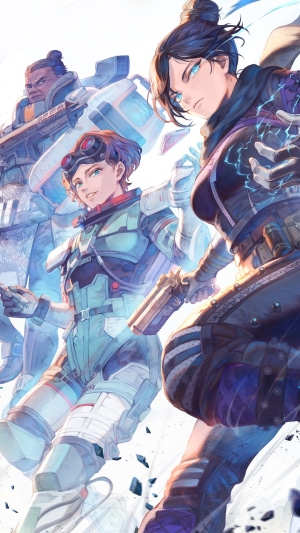 Wraith, Horizon, and Gibraltar from Apex Legends