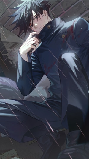 Megumi Fushiguro from Jujutsu Kaisen in the rain