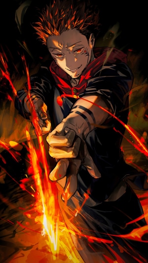Ryomen Sukuna from Jujutsu Kaisen summoning fire