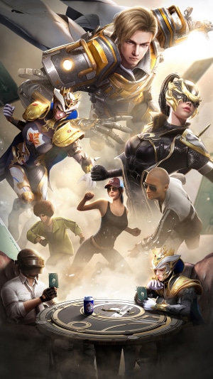 PUBG Mobile characters in futuristic armor and casual wear