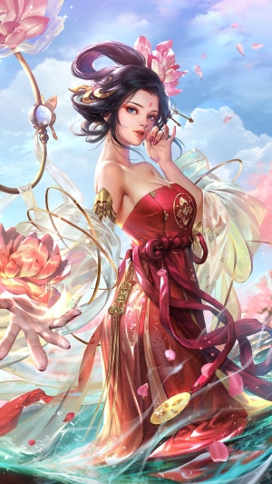 Beautiful fantasy girl with flowers
