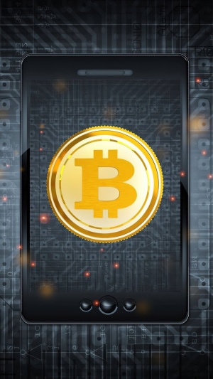 Bitcoin Cryptocurrency on Smartphone