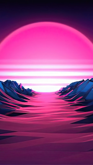 Digital Art Sunrise Over Vibrant Landscape