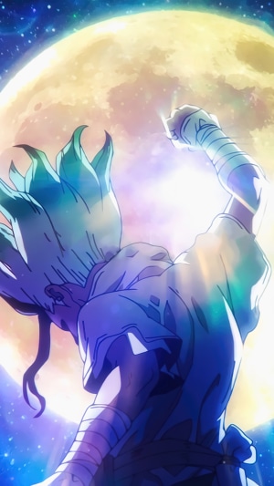 Senku Ishigami from Dr. Stone under the moonlight