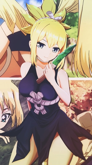 Kohaku from Dr Stone Anime holding a knife