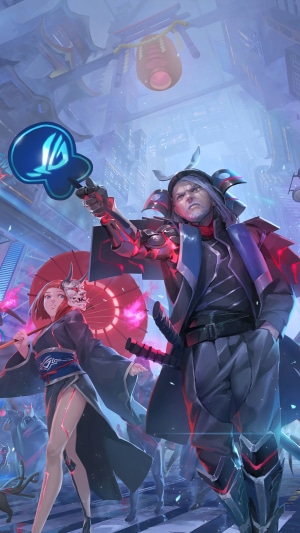 Cyberpunk Samurai and Girl with ROG Fan