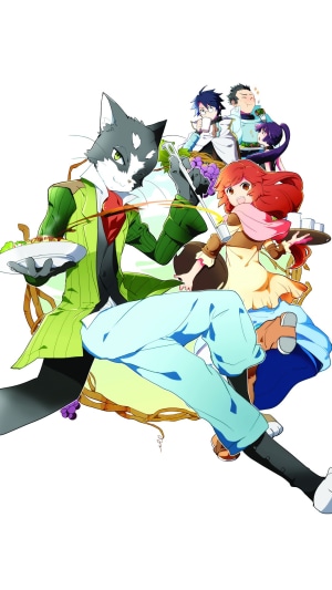 Log Horizon characters with Nyanta, Serara, Shiroe, and Naotsugu