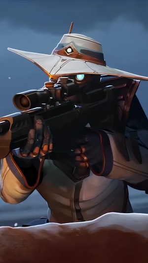 Cypher from Valorant holding a sniper rifle
