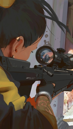 Character from Valorant aiming a sniper rifle