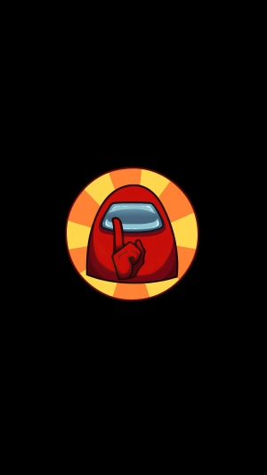 Red Among Us character with finger to lips