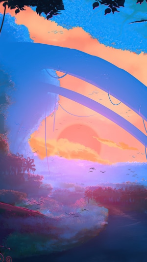 Fantasy Landscape Digital Art Sunset Scenery
