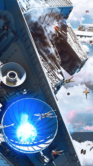 Star Wars Battle between Starships and Cruiser