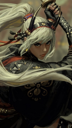 Fantasy warrior girl with sword