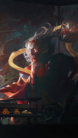 Japanese Demon Yokai wearing a mask