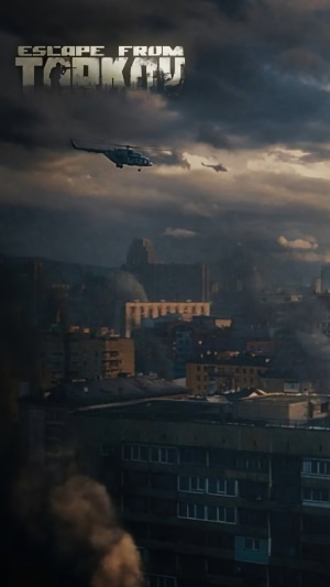 Escape from Tarkov Urban Scene with Helicopters