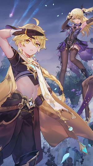 Aether and Fischl from Genshin Impact