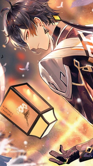 Zhongli from Genshin Impact holding a lantern
