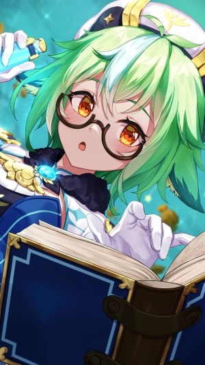 Sucrose from Genshin Impact reading a book