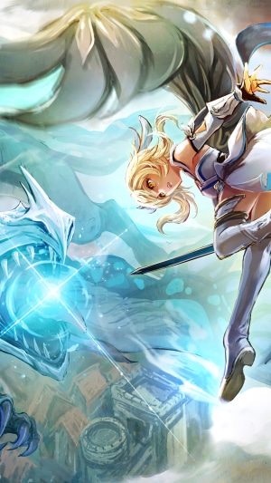 Lumine from Genshin Impact fighting Dvalin
