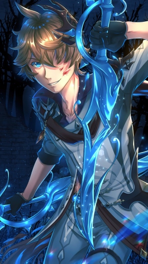 Tartaglia from Genshin Impact with Hydro weapons