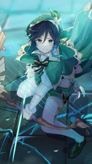 Venti from Genshin Impact with a bow