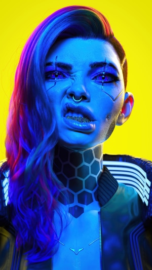 Female character from Cyberpunk 2077