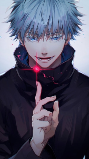 Satoru Gojo from Jujutsu Kaisen with glowing finger