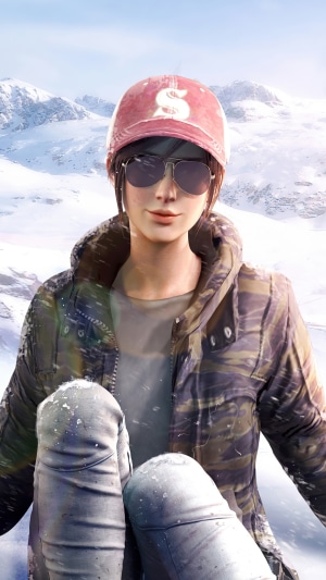 Girl in winter clothing with sunglasses and cap in PUBG Mobile