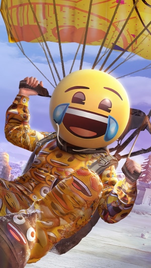 Player in Emoji Costume Parachuting in PUBG Mobile